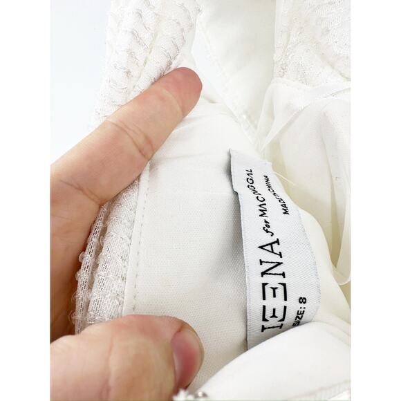 Mac Duggal 26550 White One Shoulder Ruched Sequined Gown 8 NWT - Picture 6 of 7